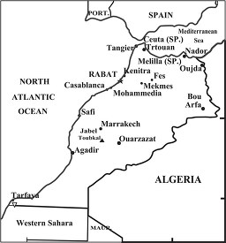Morocco country map black outline