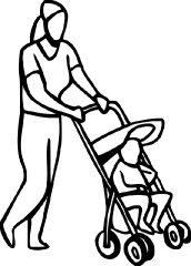 mothers pushing baby in stroller clipart