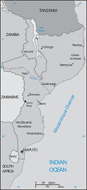 Mozambique country map gray outline