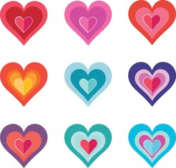 multi-colored hearts with a simplistic graphical style