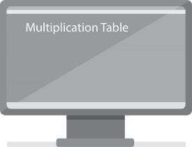 multiplication table on computer screen  gray color clipart