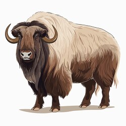 musk ox powerful build and distinctive curved horns clip art