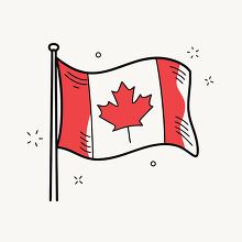 national flag of Canada waving in the wind hand drawn style