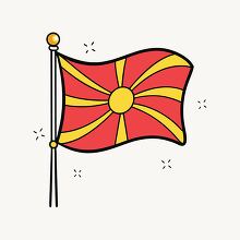 national flag of macedonia waving in the wind hand drawn style