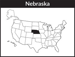 nebraska map square black white clipart