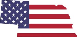 nebraska state map with american flag
