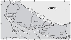 Nepal country map gray color