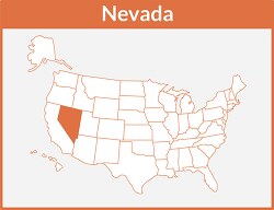 nevada us map square color outline clipart