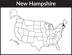 new hampshire map square black white clipart