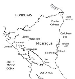 Nicaragua map black outline