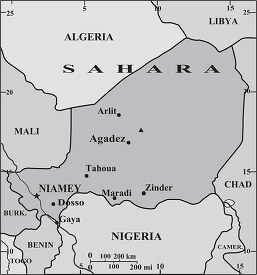 Niger map gray outliner