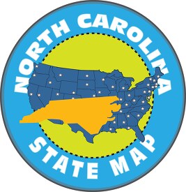 north carolina state map with us map round design 2a