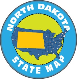 north dakota state map with us map round design