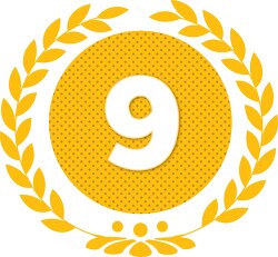 number nine orange dots with wreath design