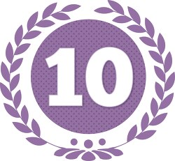 number ten purple dots with wreath design