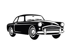 old Classic Car silhouette black outline clip art