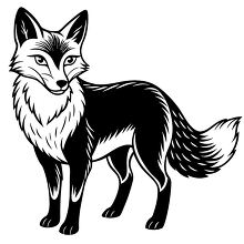 old lines with stylized strokes of fox standing