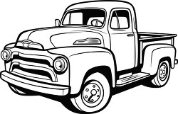 old style pick up truck black outline