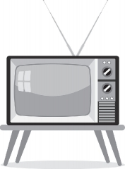 old vintage television with rabbit antenna gray color clipart