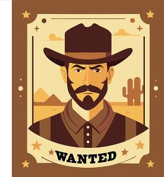 old western vintage wanted posted of cowboy