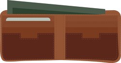 open mens wallet with credit card money clipart
