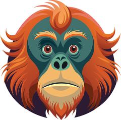 orangutan illustration with flowing orange hair