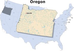 Oregon state large usa map clipart