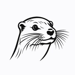 otter face black outline clip art