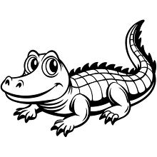 Outline drawing of a friendly alligator