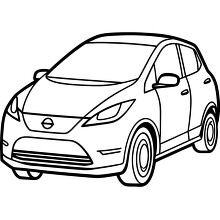 outline drawing of a Nissan Leaf electric car