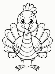 outlined turkey with a big smilec artoon style