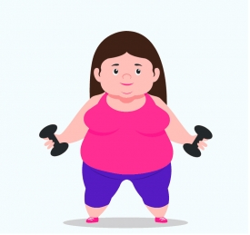 overwight lady working out animated clipart