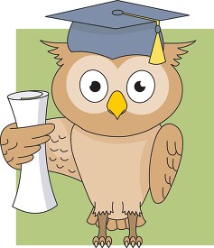 owl with cap and diploma clipart