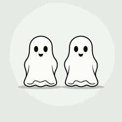 pair of cheerful ghosts with friendly expressions and wide smile