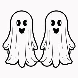 pair of cute ghosts with smiling faces