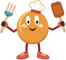 pancake character wearing a chef hat