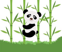 panda is hanging on a bamboo tree in a cartoon style clip art