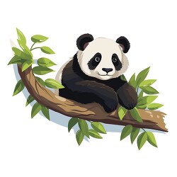 panda resting on a tree limb clip art