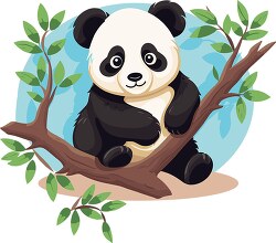 panda sits near a tree branch clip art