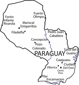 Paraguay country map black outline 2RC
