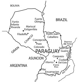 Paraguay country map black outline