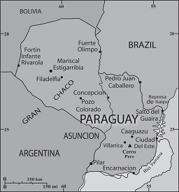 Paraguay country map gray color