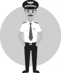passenger airline pilot in uniform wearing pilot cap gray color 