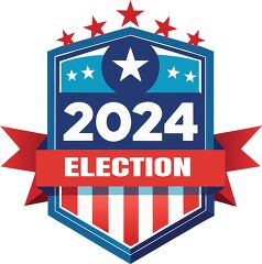 patriotic badge design featuring 2024 Election with stars and st