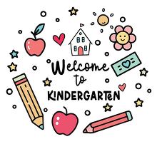 pen line doodle school icons with welcome to kindergarten