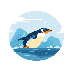 penguin jumps in the ocean clip art