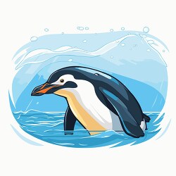 penguin splashing in the water clip art