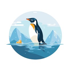penguin stands on water edge clip art