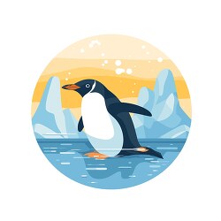 penguin walks into the water clip art