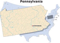 Pennsylvania state large usa map clipart